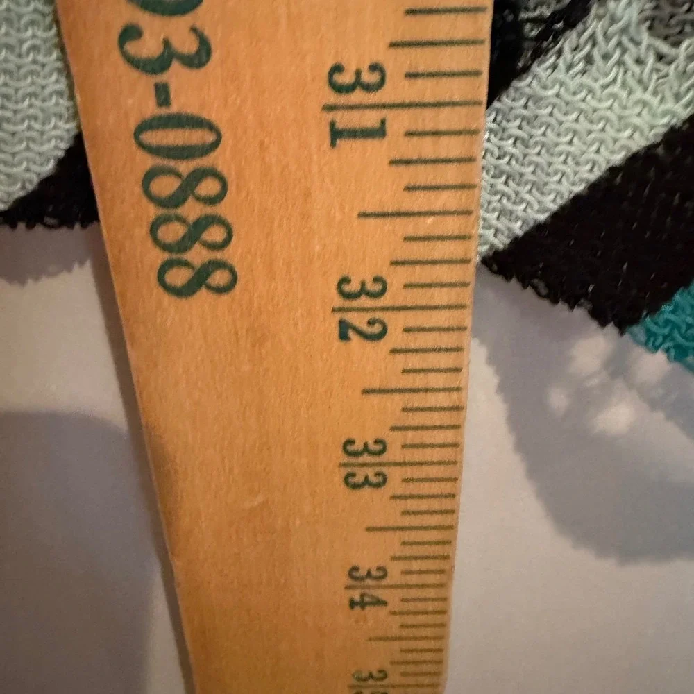 Chicos Palms‎ Mesh Cardigan Sweater Women's Large Teal Tropical Resortwear Boho - Picture 12 of 14